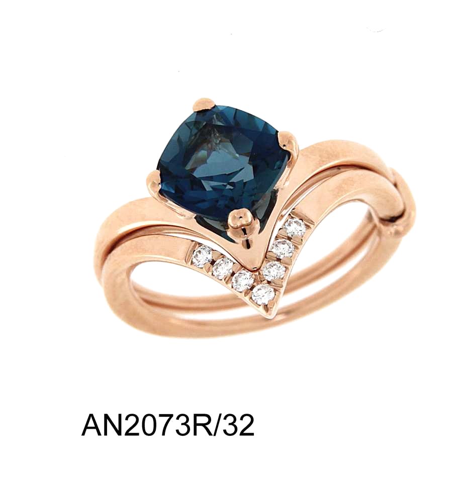 Anello Brasiliano In Oro 14K Con 2,55 Ct Di Topazio Blu Di Londra