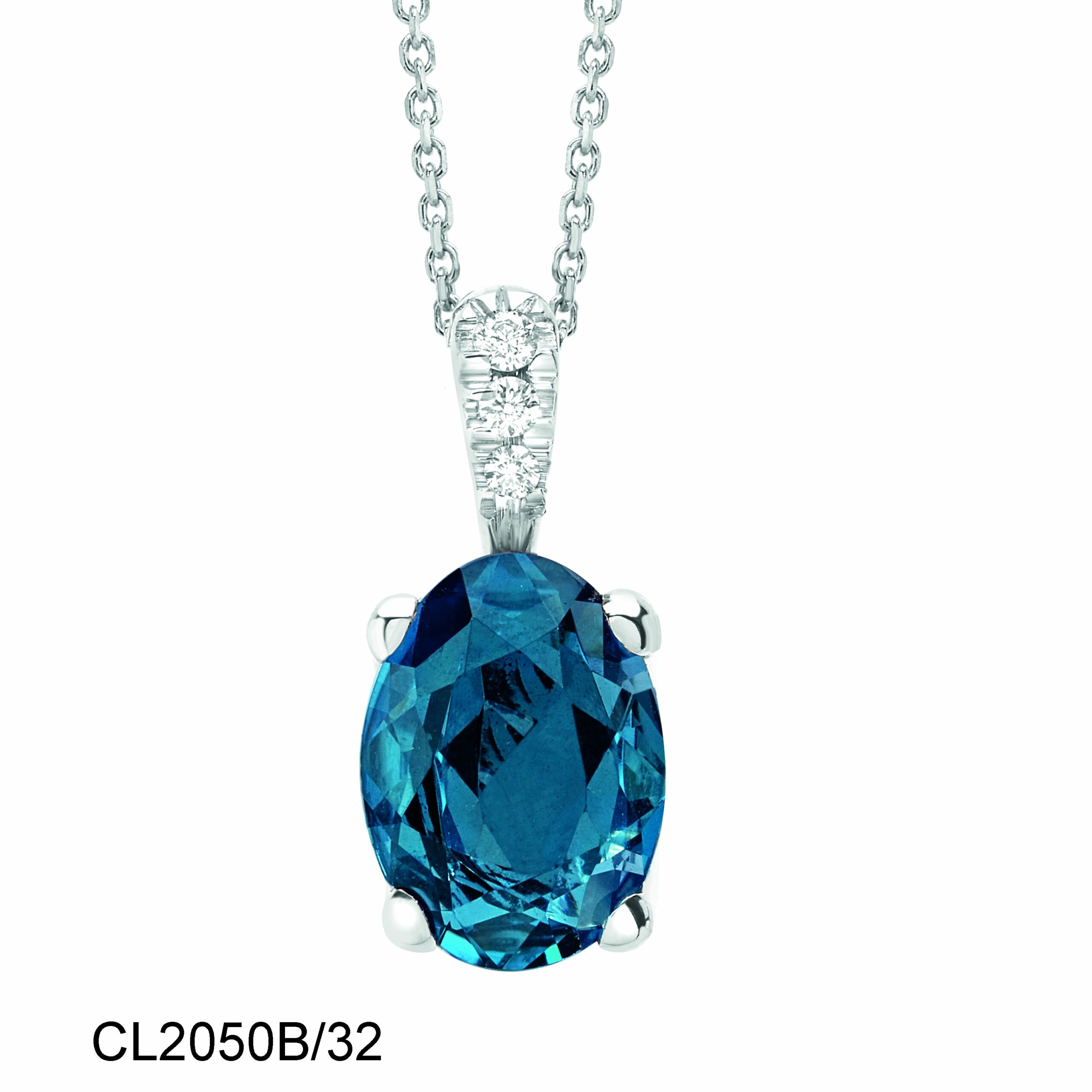 Collana in argento con Topazio Blu Londra