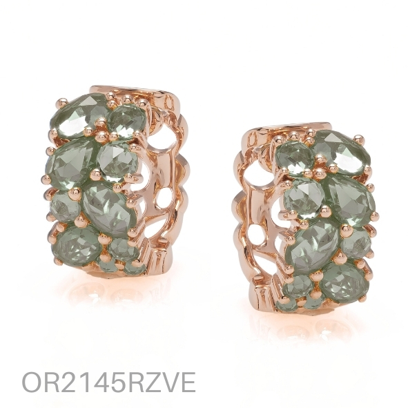 EARRINGS, ROSE GOLD, GREEN SAPPHIRES