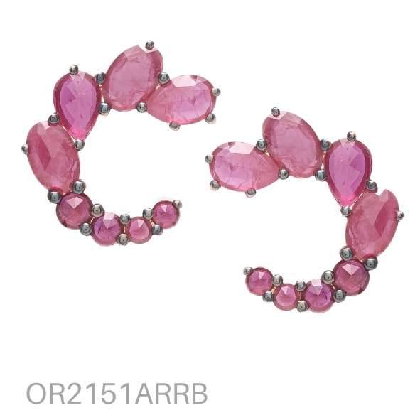 EARRINGS, ROSE GOLD, RUBIES