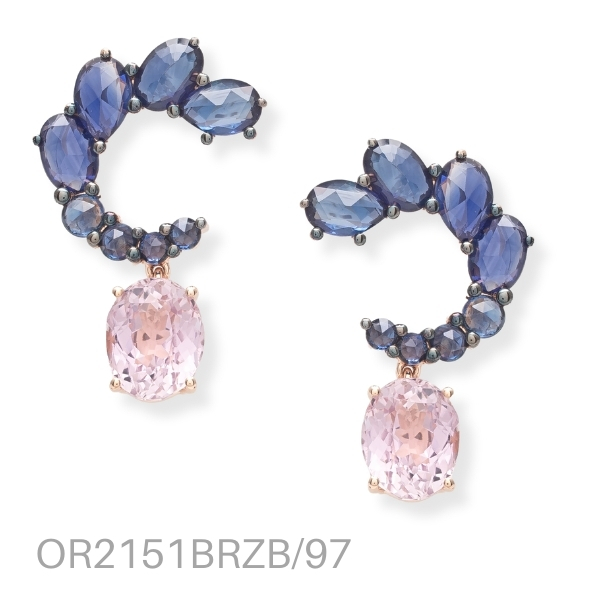 EARRINGS, ROSE GOLD, PINK SAPPHIRES, KUNZITE